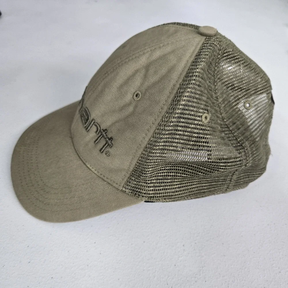 Carhartt Men‎ Trucker Hat ONE SIZE Khaki Curved Snapback Embroidered